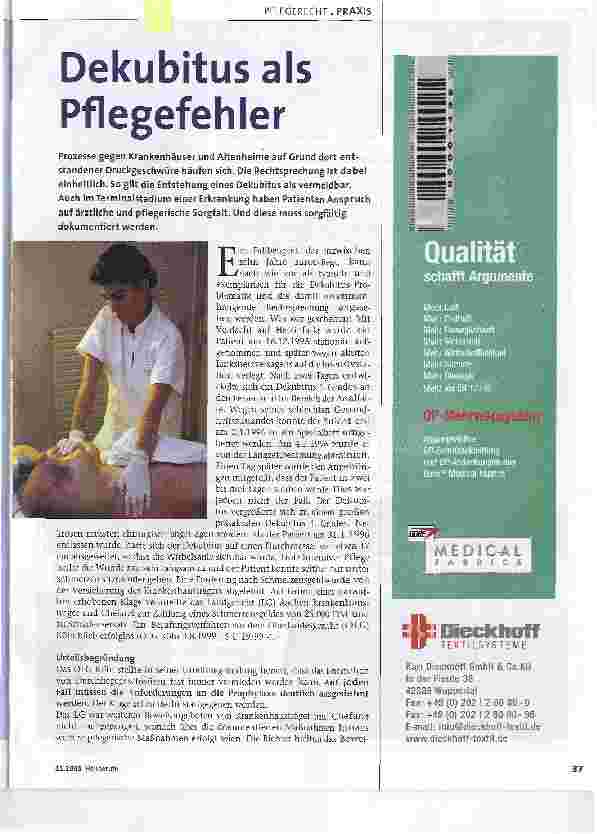 Vorschauseite 1: Dekubitus als Pflegefehler