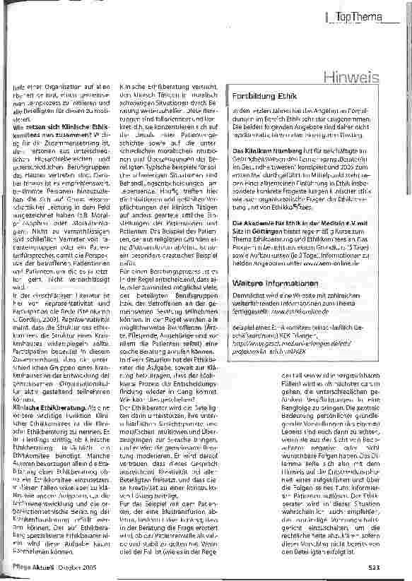 Vorschauseite 4: Klinische Ethikberatung gewinnt an Bedeutung