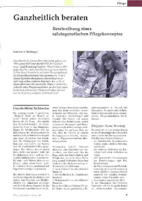 Vorschauseite 1: Ganzheitlich beratenBeschreibung eines salutogenetischen Pflegekonzeptes