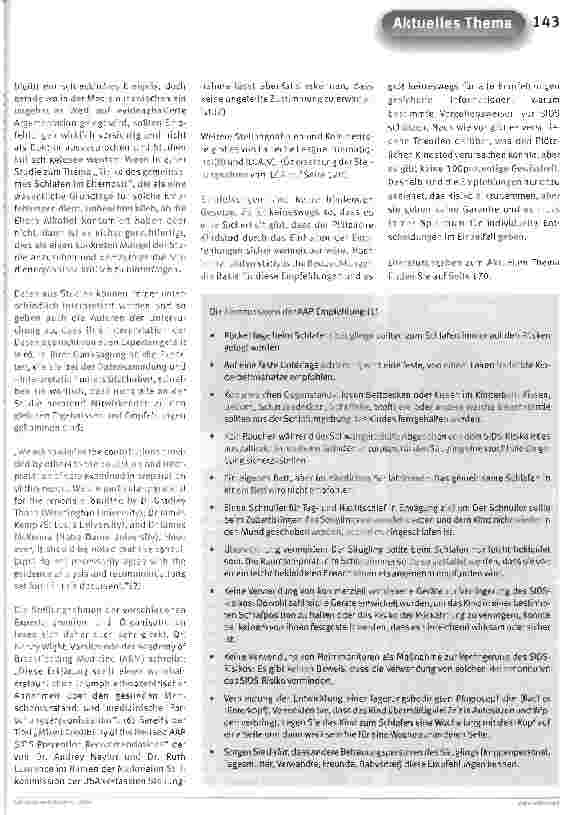 Vorschauseite 2: Kontroverse über die neuen Empfehlungen der American Academy of Pediatrics zum Thema SIDS