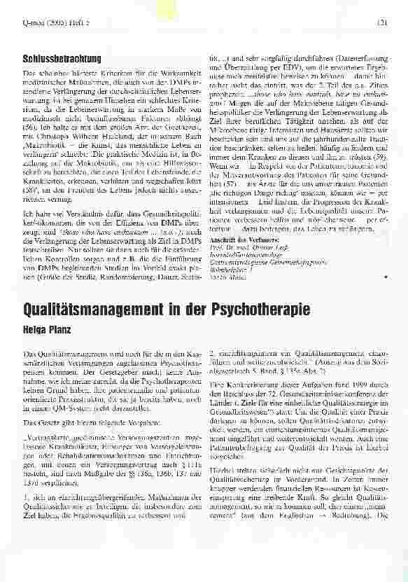 Vorschauseite 1: Qualitätsmanagement in der Psychotherapie