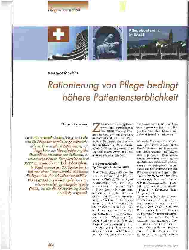 Vorschauseite 1: Rationierung von Pflege bedingt höhere Patientensterblichkeit