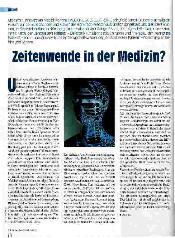 Vorschauseite 1: Zeitenwende in der Medizin?