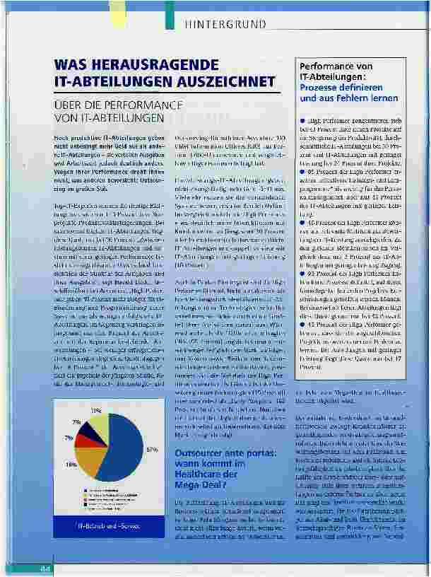 Vorschauseite 1: WAS HERAUSRAGENDE IT-ABTEILUNGEN AUSZEICHNETÜBER DIE PERFORMANCE VON IT-ABTEILUNGEN