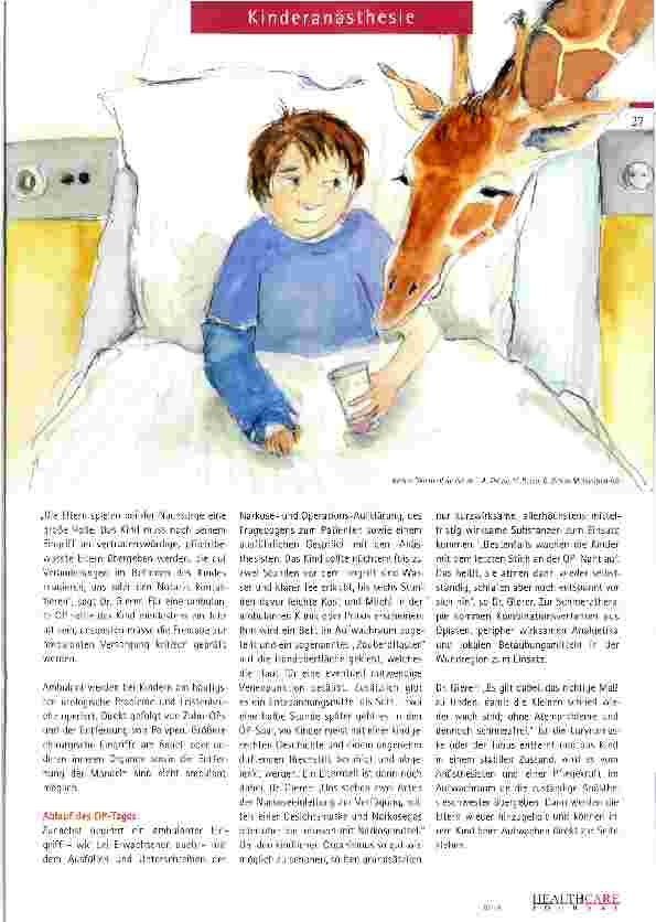 Vorschauseite 2: Anästhesie bei Kindern Vor dem Einschlafen gibts eine Geschichte