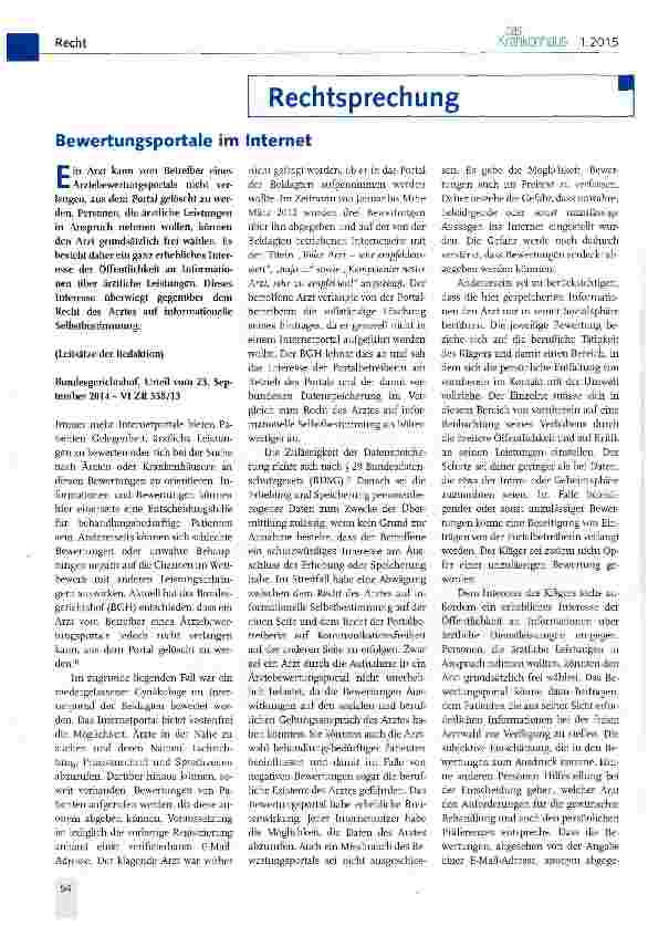 Vorschauseite 1: Bewertungsportale im Internet