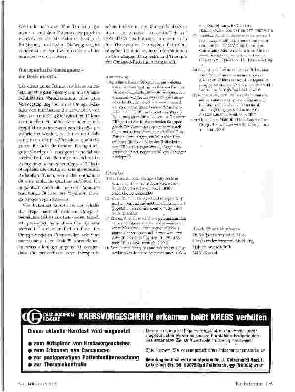Vorschauseite 3: Omega-3-Fettsäuren bei Krebs