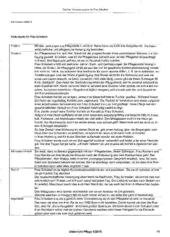 Vorschauseite 6: Lernsituation: Versorgungsplan für Frau Schubert