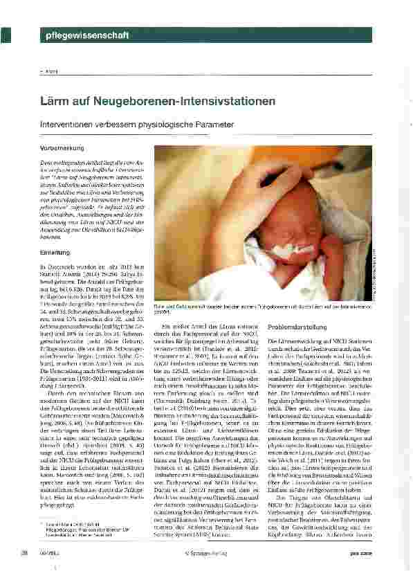 Vorschauseite 1: Lärm auf Neugeborenen-Intensivstationen