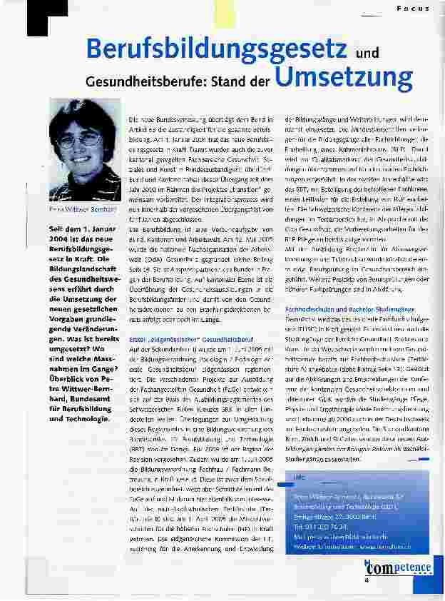 Vorschauseite 1: Berufsbildungsgesetz und Gesundheitsberufe: Stand der Umsetzung