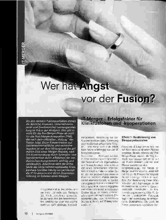 Vorschauseite 1: Wer hat Angst vor der Fusion?