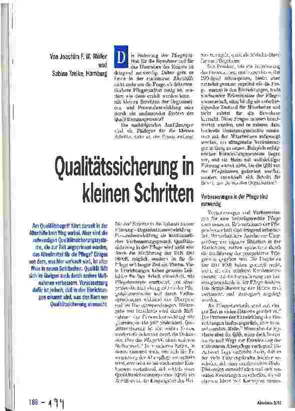 Vorschauseite 1: Qualitätssicherung in kleinen Schritten