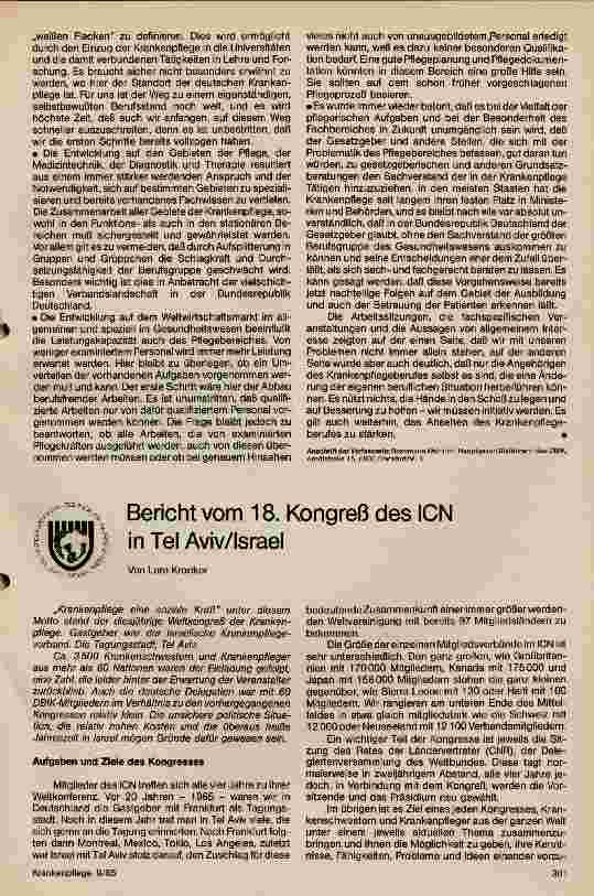 Vorschauseite 1: Bericht vom 18. Kongreß des IGN in Tel Avic