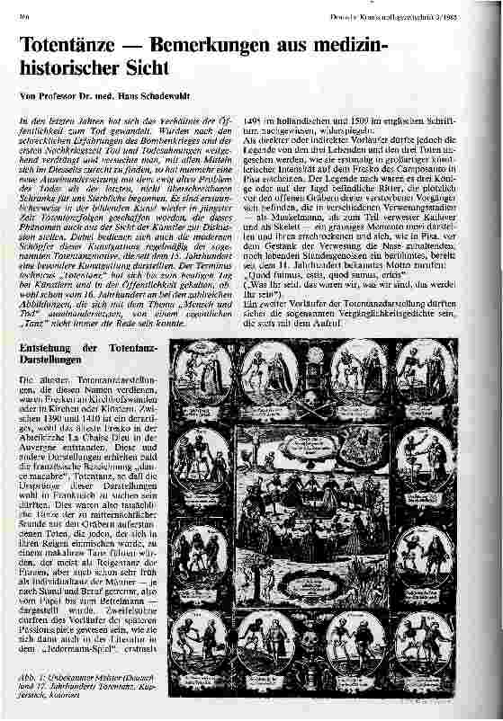Vorschauseite 1: Totentänze - Bemerkungen aus medizin-historischer Sicht