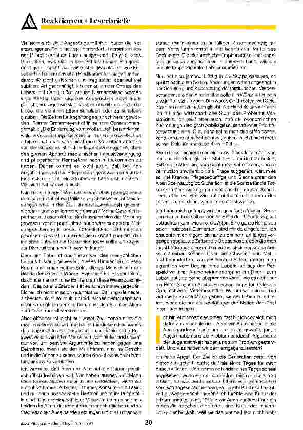 Vorschauseite 3: Gedanken einer alten Frau zur allerletzten Seite der Zeit Eine Erwiderung auf den Artikel von Jochen Temsch