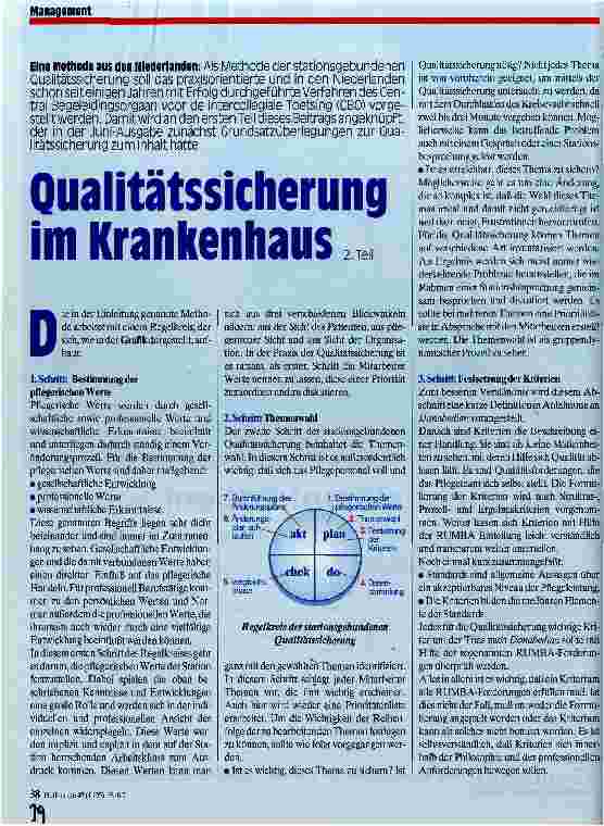 Vorschauseite 1: Qualitätssicherung im Krankenhaus 2. Teil Eine Methode aus den Niederlanden