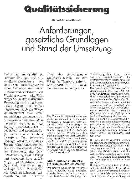 Vorschauseite 1: Qualitätssicherung Anforderungen, gesetzliche Grundlagen und Stand der Umsetzung