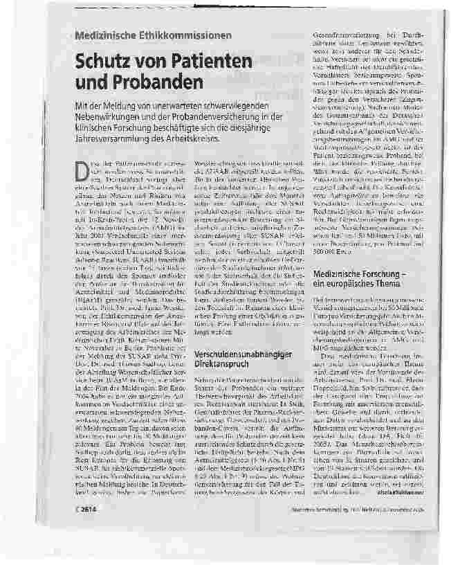 Vorschauseite 1: Schutz von Patienten und Probanden