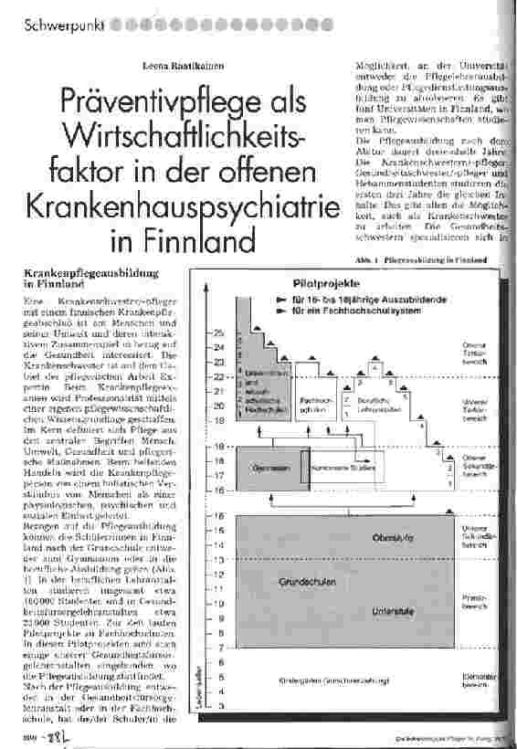 Vorschauseite 1: Präventivpflege als Wirtschaftlichkeitsfaktor in der offenen Krankenhauspsychiatrie in Finnland