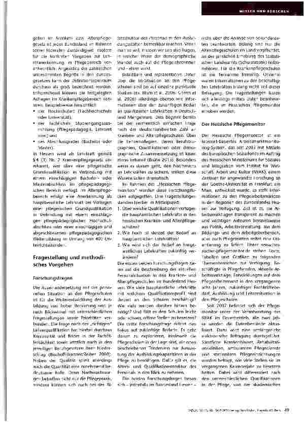 Vorschauseite 2: Lehrkräfte an Krankenund Altenpflegeschulen Aktuelle Situation und zukünftiger Bedarf