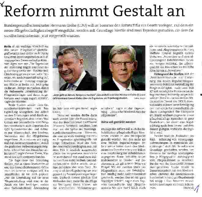 Vorschauseite 1: Reform nimmt Gestalt an