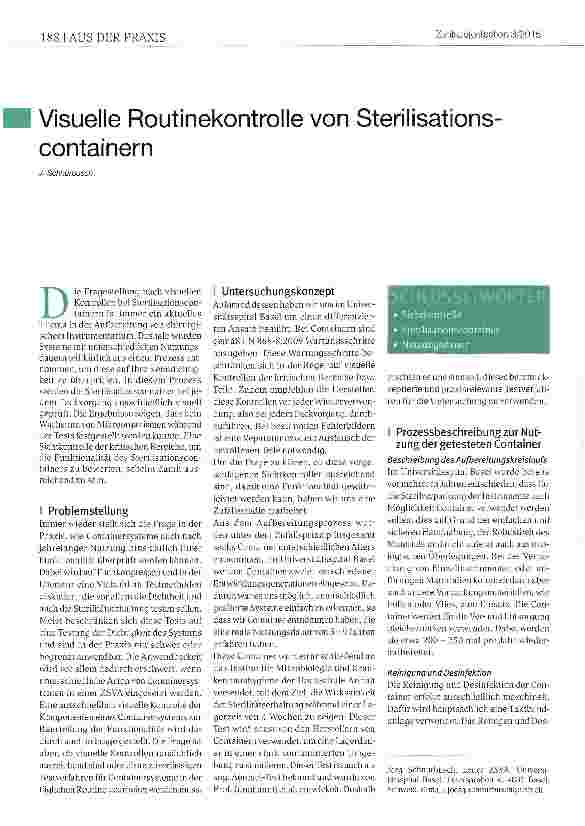Vorschauseite 1: Visuelle Routinekontrolle von Sterilisationscontainern
