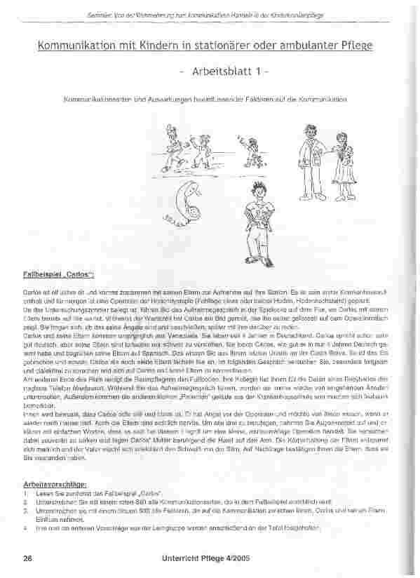 Vorschauseite 4: Unterrichtsentwurf zum Thema: Von der Wahrnehmung zum kommunikativenHandeln in der Kinderkrankenpflege