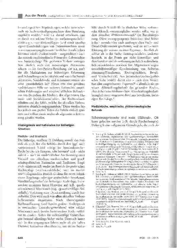 Vorschauseite 2: Gesetzliches Verbot »organisierter« Freitodhilfe bei schweren Leidenszuständen? Eine gefährliche Einschränkung von Lebensschutz, Patientenrechten und verantwortungsbewusster ärztl…