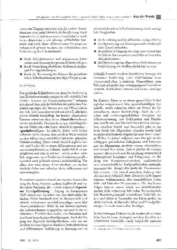 Vorschauseite 5: Gesetzliches Verbot »organisierter« Freitodhilfe bei schweren Leidenszuständen? Eine gefährliche Einschränkung von Lebensschutz, Patientenrechten und verantwortungsbewusster ärztl…