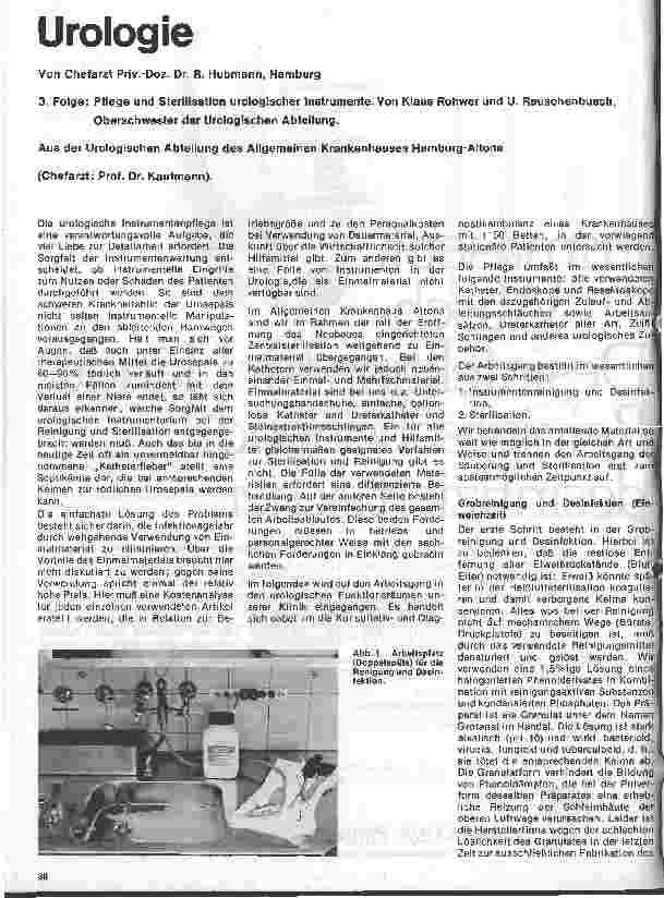 Vorschauseite 1: Urologie 3.Folge: Pflege und Sterilisation urologischer Instrumente
