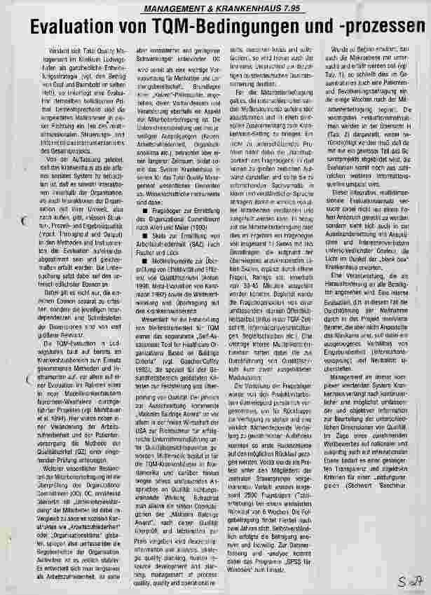 Vorschauseite 1: Evaluation von TQM-Bedingungen und -prozessen
