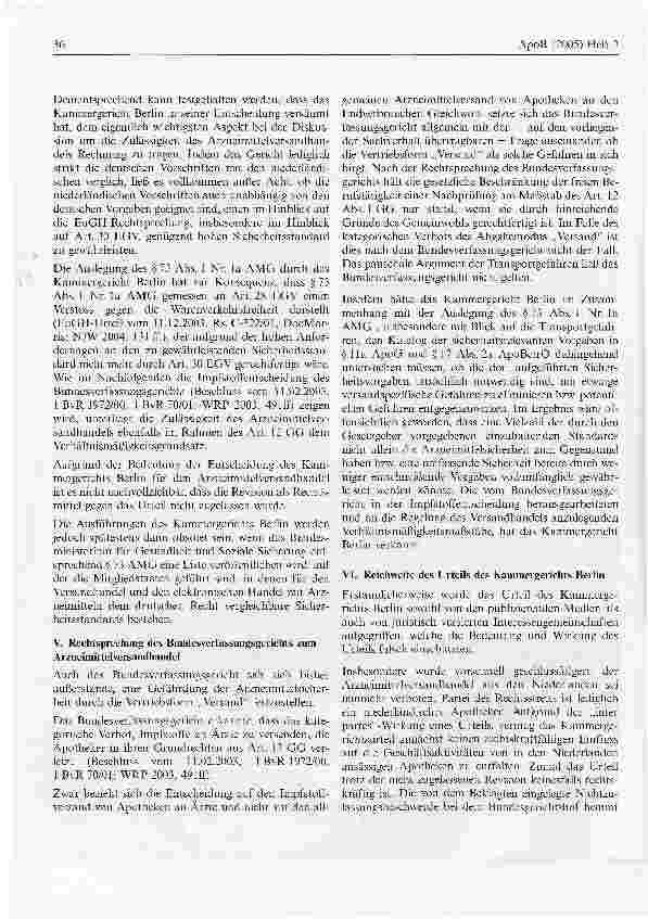 Vorschauseite 4: Arzneimittelversandhandel erneut in der Diskussion Stellungnahme zu dem Urteil des Kammergerichts Berlin