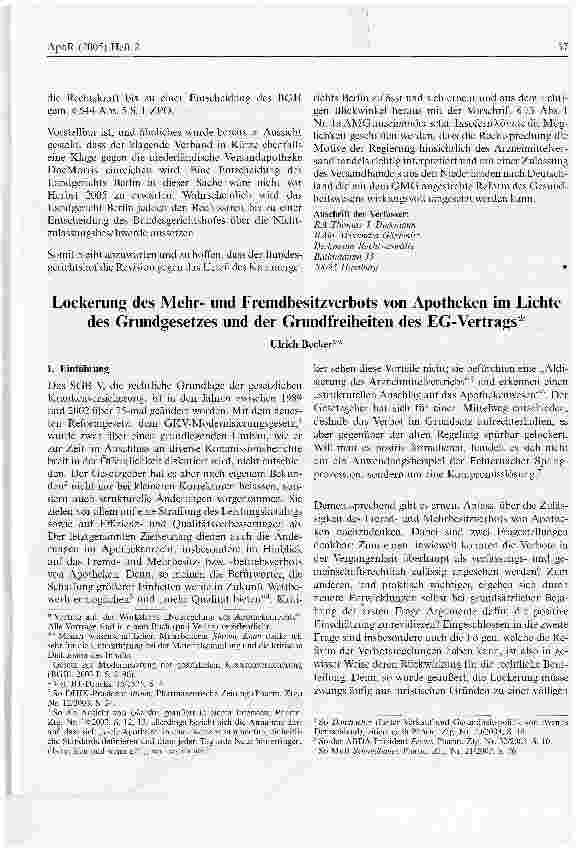 Vorschauseite 5: Arzneimittelversandhandel erneut in der Diskussion Stellungnahme zu dem Urteil des Kammergerichts Berlin