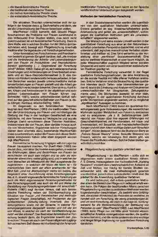 Vorschauseite 2: Feministische Theorie und Forschung auch eine Domäne der Pflegeforschung