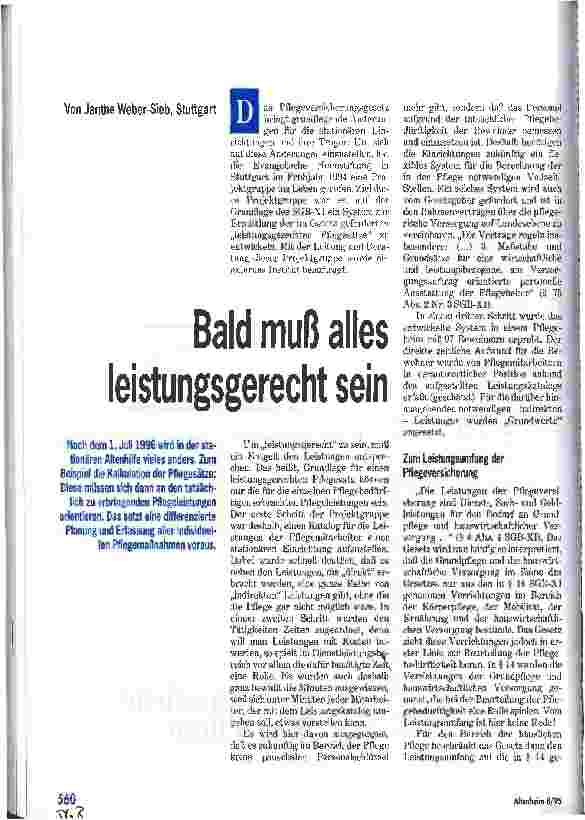 Vorschauseite 1: Bald muß alles leistungsgerecht sein