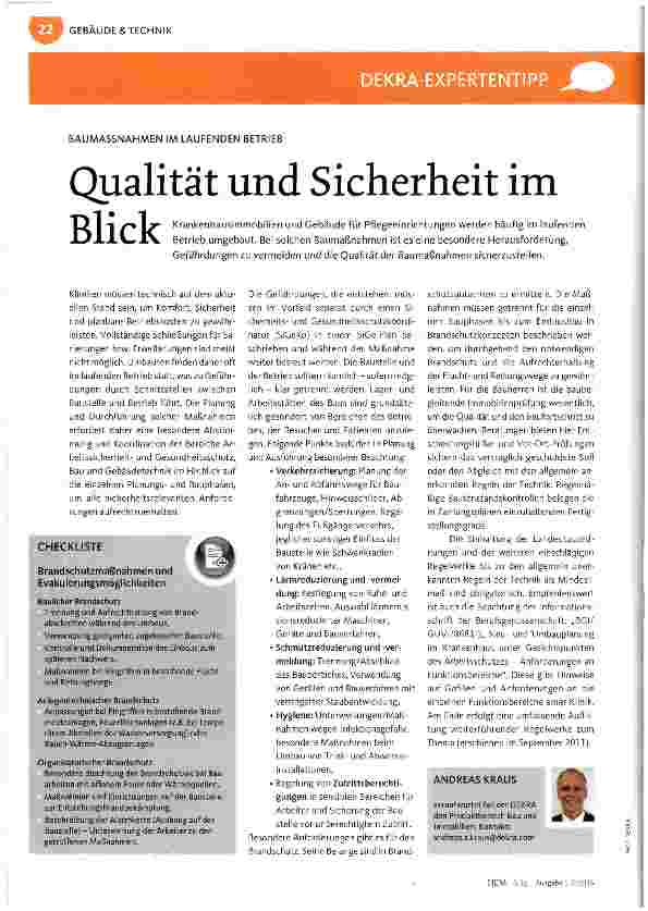 Vorschauseite 1: Qualität und Sicherheit im Blick