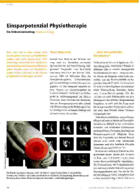 Vorschauseite 1: Einsparpotenzial Physiotherapie