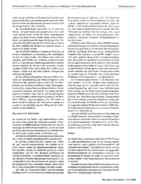 Vorschauseite 3: Der De Morton Mobility Index (DEMMI) als Messinstrument der Mobilität in der Schlaganfallrehabilitation - eine Pilotstudie