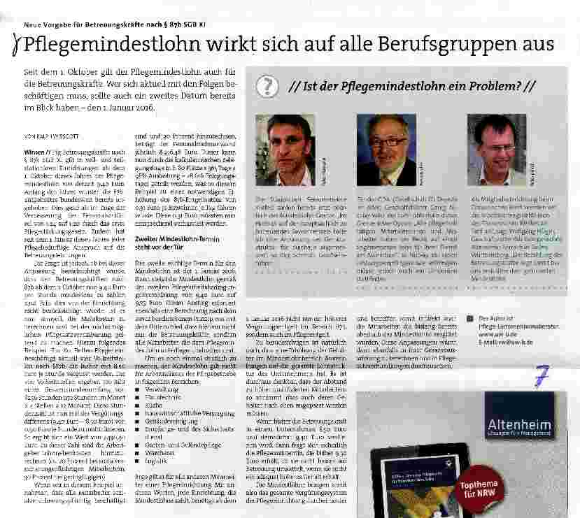 Vorschauseite 1: Pflegemindestlohn wirkt sich auf alle Berufsgruppen aus