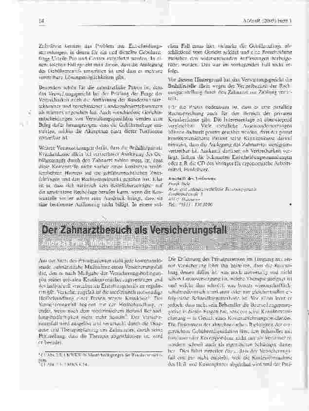 Vorschauseite 3: Beihilfe muss zahlen, wenn der Zahnarzt seine GOZ - Abrechnung wenigstens vertretbar erstellt hat.