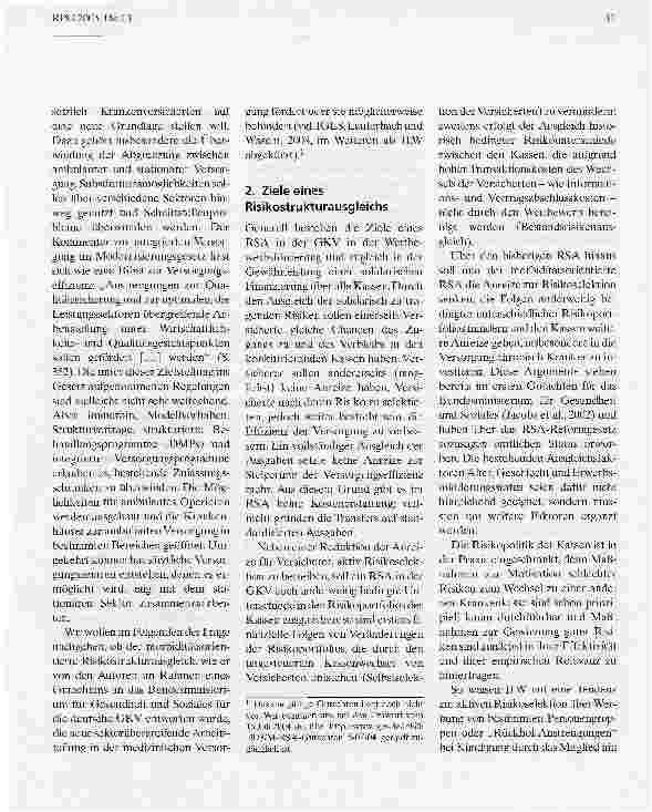 Vorschauseite 2: Morbiditätsorientierter Risikostrukturausgleich und Versorgungseffizienz