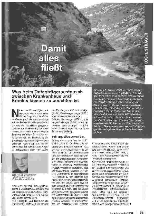 Vorschauseite 1: Damit alles fließtWas beim Datenträgeraustausch zwischen Krankenhaus und Krankenkassen zu beachten ist