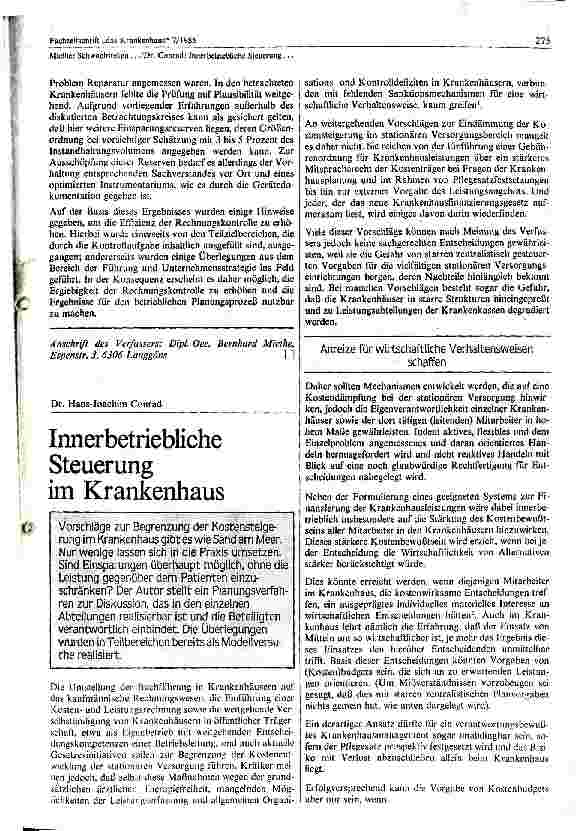 Vorschauseite 1: Innerbetriebliche Steuerung im Krankenhaus