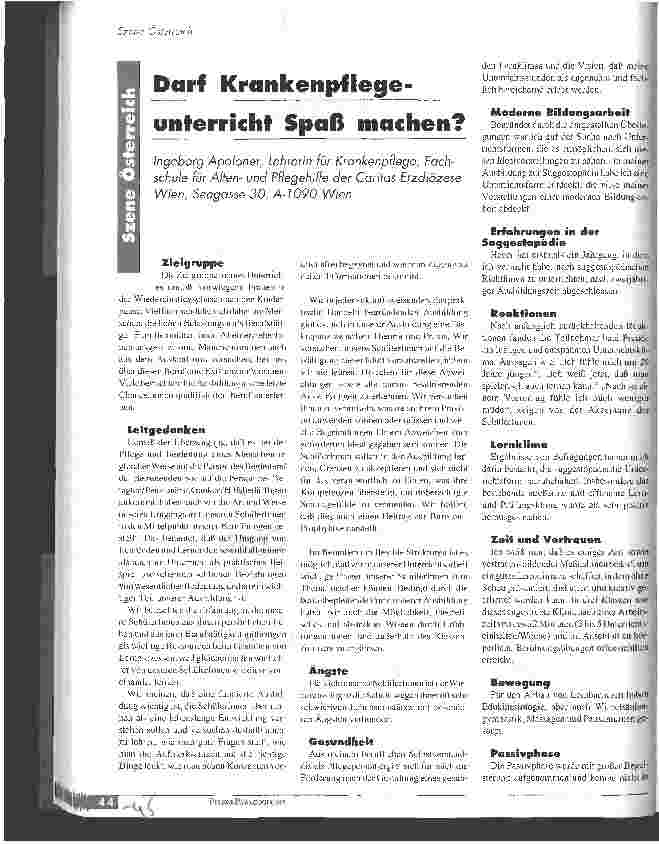 Vorschauseite 1: Darf Krankenpflegeunterricht Spaß machen?