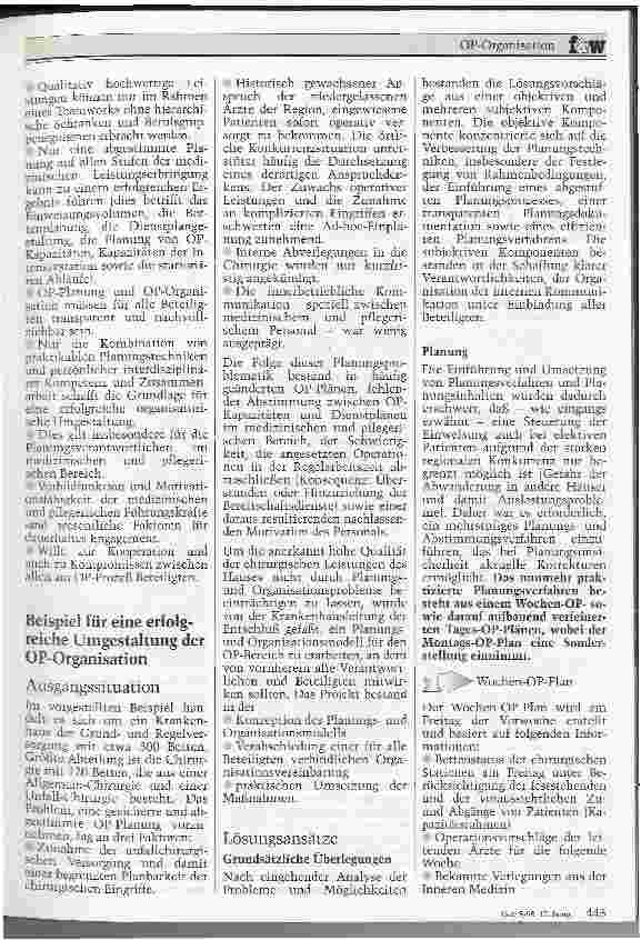 Vorschauseite 2: OP-Organisation: Verbesserung durch abgestimmte Planungsund Ablaufprozesse