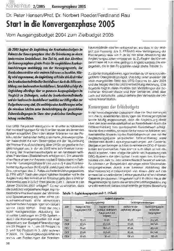 Vorschauseite 1: Start in die Konvergenzphase 2005Vom Ausgangsbudget 2004 zum Zielbudget 2005