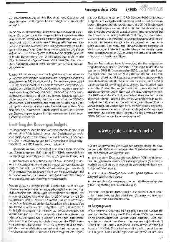 Vorschauseite 2: Start in die Konvergenzphase 2005Vom Ausgangsbudget 2004 zum Zielbudget 2005