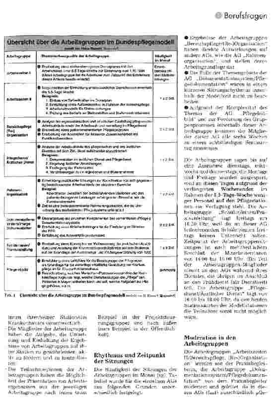 Vorschauseite 2: Bundespflegemodell. .. es tut sich was Arbeitsgruppen und deren erste Ergebnisse