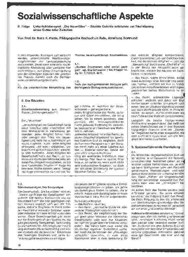 Vorschauseite 1: Sozialwissenschaftliche Aspekte 8. Folge: Unterrichtsbeispiel: Die Neuntöter