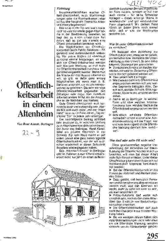 Vorschauseite 1: Öffentlichkeitsarbeit in einem Altenheime
